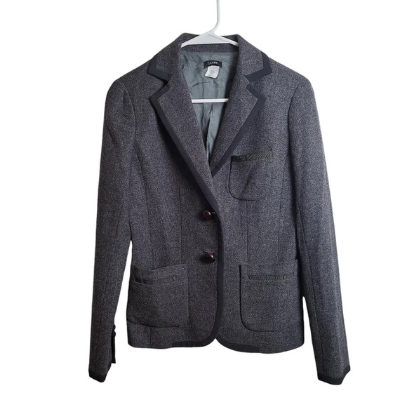 J. Crew Grey 100% Wool 3 Pockets Dressy Business Professional Quality Blazer S 2 - Picture 1 of 6